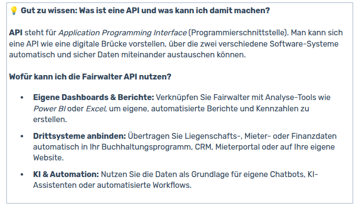 Help-Center-Kasten «Gut zu wissen»: Was ist eine API und wofür wird sie genutzt
