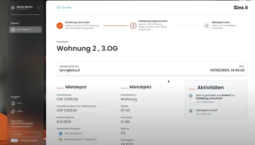 Screenshot von Zinsli