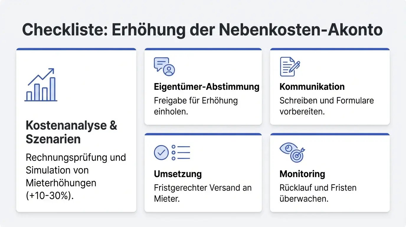 Checkliste: Erhöhung des Nebenkosten-Akontos