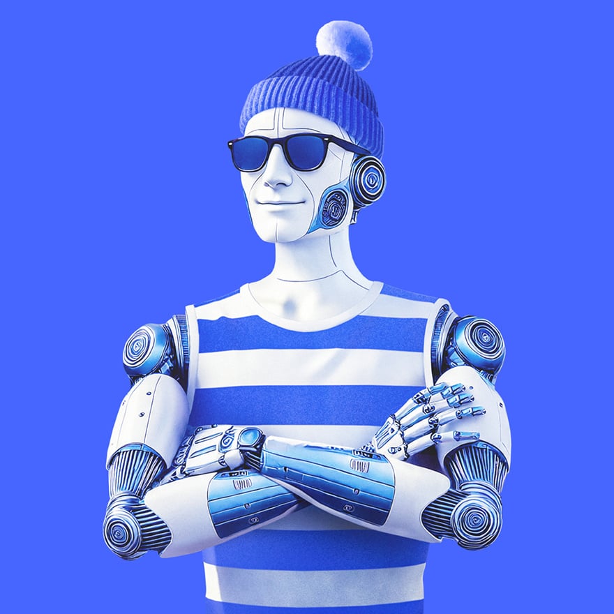 Walter AI – smarte KI-Lösung für Property Management, dargestellt als cooler Roboter